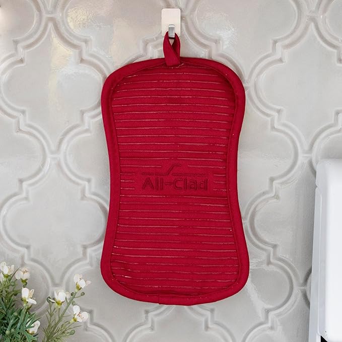 All-Clad Premium Pot Holder & Heating Pad, (2-Pack) Heat Resistant to 500 Degrees, 100% Cotton 10"x6.25" for Kitchen and Barbeque, Chili Red - Image 8