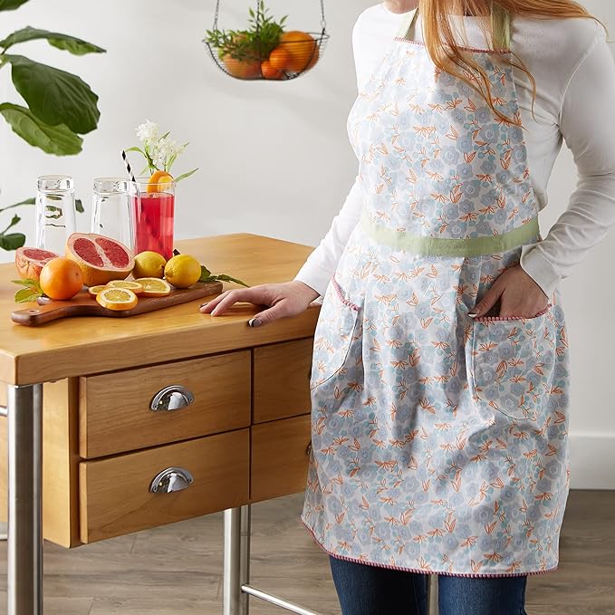DII Women's Spring & Summer Apron Collection Adjustable, Two Large Pockets & Extra Long Ties, One Size Fits Most