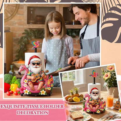 Thyle July Christmas Paper Towel Holder with Round Base Summer Christmas Bathroom Decor Xmas Dispenser Kitchen Paper Holder Stand for Xmas in July Countertop Toilet Home Accessories
