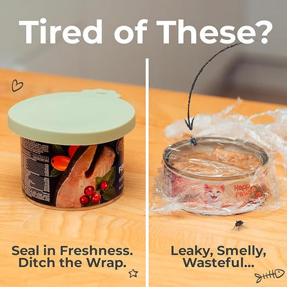 4 Pack Universal Pet Food Can Covers Lids - One fit 3 Standard Size Cans for Cats and Dogs Food Cans - Easy to Clean - Safe Silicone - Petal Meadow