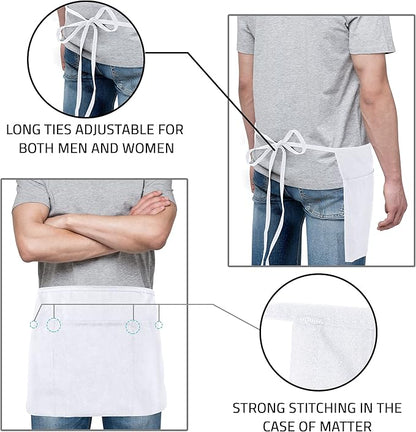 Utopia Wear 12 Pack Server Aprons with 3 Pockets, Waiter and Waitress Waist Aprons for Women with Pockets, Men Short Aprons - Image 4