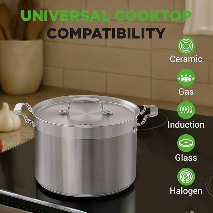 NutriChef 8 Qt Heavy-Duty Stockpot with Stainless Steel Lid - Induction Compatible Cooking Pot, Ideal for Soups and Stews - Image 7