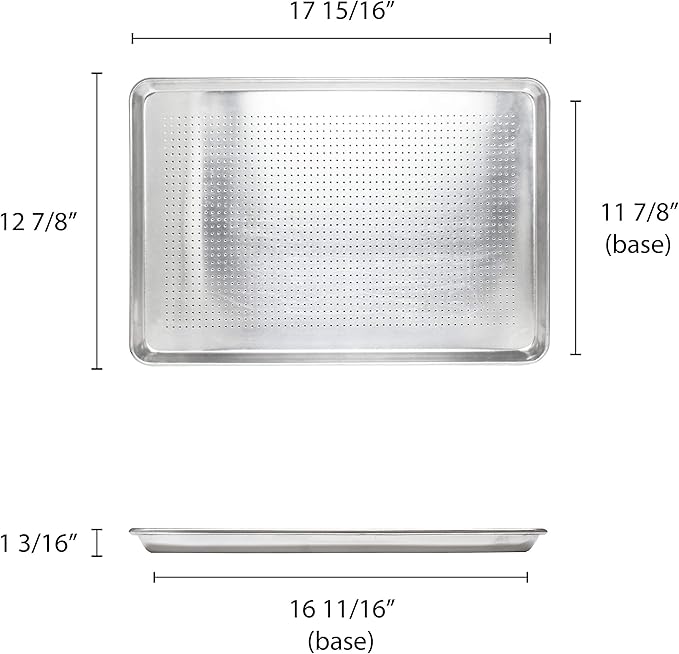 Excellante 18" X 13" Half Size Aluminum Sheet Pan, Perforated, Comes In Each