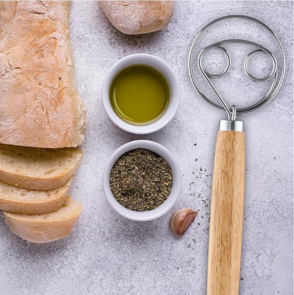 Zulay Kitchen Double-Eye 13" Danish Dough Whisk - Durable Easy Mixing Bread Whisk, Stainless Steel Danish Dough Hook, Sourdough Whisk For Mixing, Traditional Dutch Whisk, Dough Mixer Tool - Acacia - Image 8