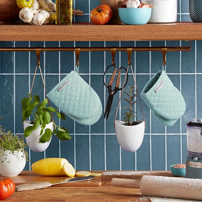 KitchenAid Asteroid Mini Oven Mitt 2-Pack Set, Mineral Water Aqua, 5.5"x8" - Image 3