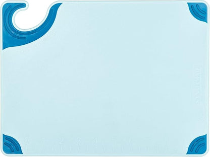 San Jamar Saf-T-Grip Cutting Board With Molded-In Ruler, Plastic Chopping Board for Kitchen, 9" x 12" x 0.35", 1 Count, Blue