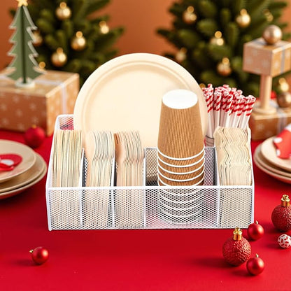 Utensil Caddy for Party - Paper Plate Holder ,Utensil Silverware Caddy Utensil Holder Paper plate Organizer with 6 Compartments for Party, Camping, Picnic - Image 7
