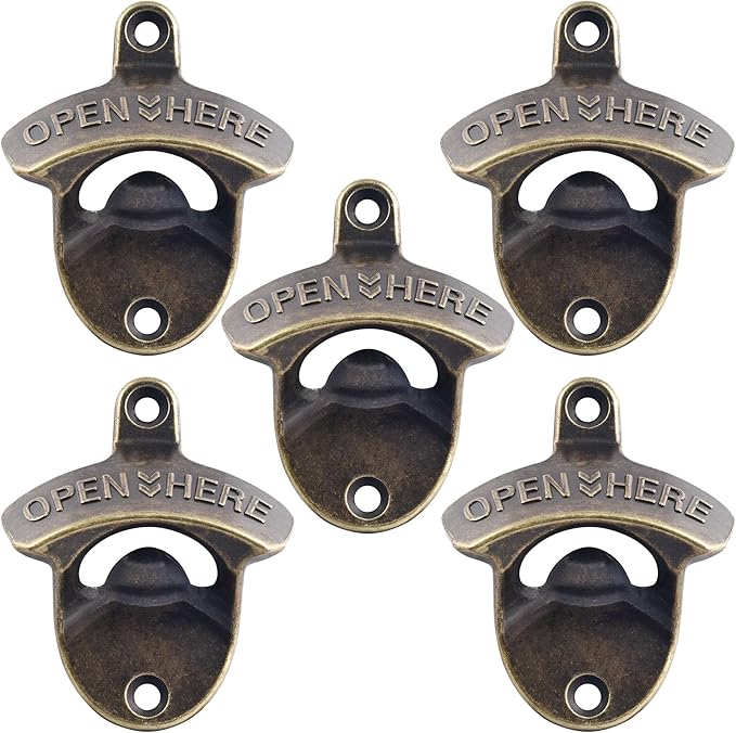 Antique Bronze Beer Cap Opener Moubtable for Post, Old Fashioned Bottle Opener Wall Mounted Stainless (5 Packs) by Wallmountedbottleopener