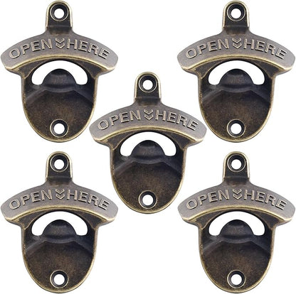 Antique Bronze Beer Cap Opener Moubtable for Post, Old Fashioned Bottle Opener Wall Mounted Stainless (5 Packs) by Wallmountedbottleopener