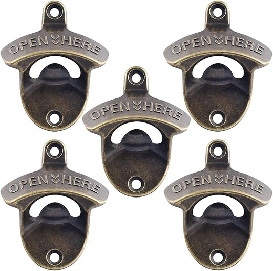 Antique Bronze Beer Cap Opener Moubtable for Post, Old Fashioned Bottle Opener Wall Mounted Stainless (5 Packs) by Wallmountedbottleopener