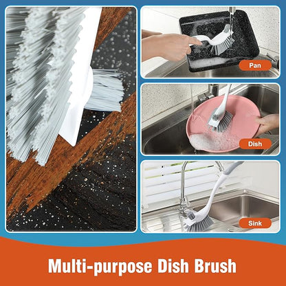 4-Pack Heavy-Duty Dish Scrub Brushes with Stiff Non-Scratch Bristles & Long Handle - Multi-Purpose Kitchen Cleaning Brushes for Pots, Pans, Bottles, Deep Cleaning - Image 6