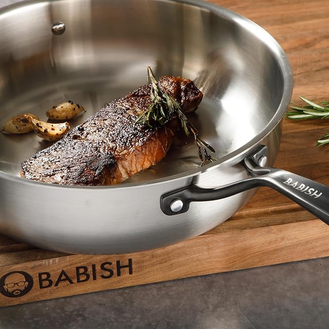Babish 10-Piece Professional Tri-Ply Non-Toxic Pots and Pans Cookware Set – Durable, Even Heat Distribution - Image 3