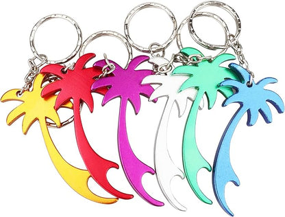 Swatom Palm Tree Bottle Opener with Keychain Key Tag Chain Ring Accessories (6, Random Color)