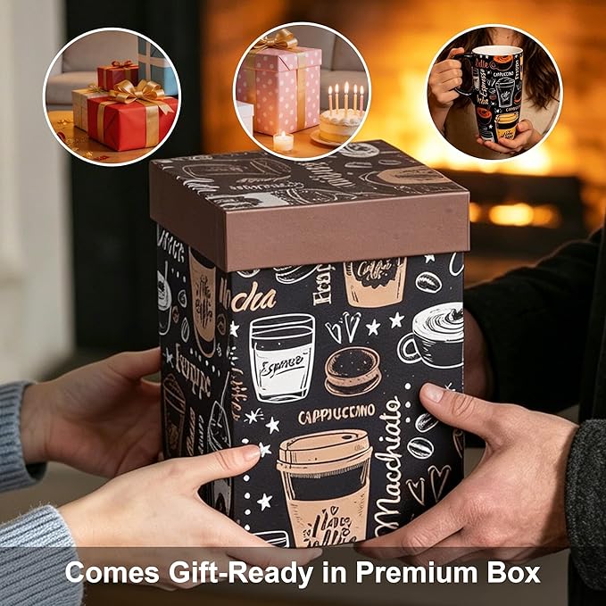Topadorn Ceramic Travel Mug with Handle Coffee Mug Ceramic Latte Tea Mug, Color Boxed, 17 oz, Splash Resistant Lid - Travel Tea Mug for Car Cup Holder, Frappe