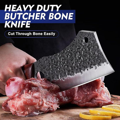 Topfeel 4PCS Meat Cleaver Set -Heavy Duty Bone Chopper & Meat Cleaver & Viking Knife & Slicing Knife, Chef Knives Set for Home Kitchen,Camping, BBQ Knives Gift for Men - Image 2