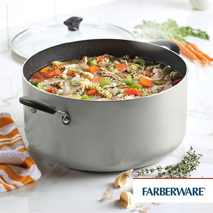 Farberware Cookware Nonstick Stockpot with Lid, 10.5 Quart, Silver - Image 2