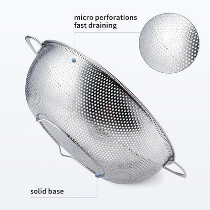 Gulex Stainless Steel Colander and Strainer Set(5-Quart and 3-Quart)，Metal Strainers with Base, Strainer for Kitchen Food, Dishwasher Safe - Image 3