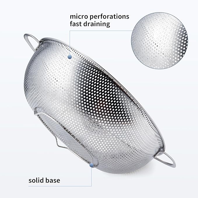 Gulex Colander Stainless Steel 5-Quart, Metal Strainers with Base, Strainer for Kitchen Food, Dishwasher Safe - Image 3