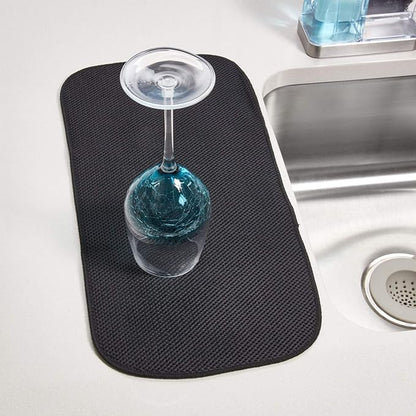 iDesign iDry Fabric Mini Kitchen Countertop Absorbent Dish Drying Mat , 18" x 9" - Black - Image 2