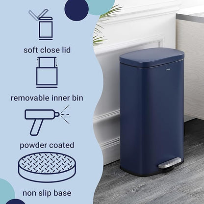 happimess HPM1011E Curtis 8-Gallon Step-Open Trash Can, Fingerprint Resistant, Modern, Minimalistic for Home, Kitchen, Laundry Room, Office, Bedroom, Bathroom, Denim Blue - Image 3