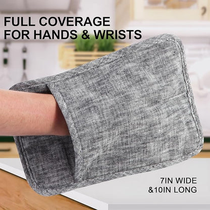4Pcs Heat Resistant Oven Mitts & Potholders (Up to 500°F), Flexible Kitchen Accessories for BBQ, Baking, Microwave, Stovetop Use and More (Gray) - Image 6