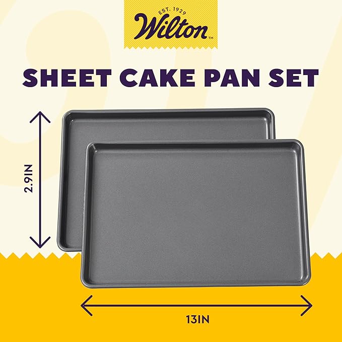 Wilton Easy Layers Sheet Cake Pan, Rectangle Sheet Pan, 2-Piece Baking Sheets Set, Steel (Pack of 4) - Image 2