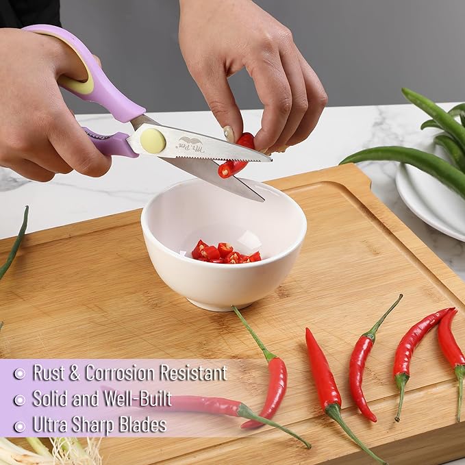 Mr. Pen- All Purpose Kitchen Shears with Protective Sheath, 2pcs, 8 Inch, Dishwasher Safe, Stainless Steel Food Scissors with Micro-Serrated Blades, Soft Grip, Durable Utility Kitchen Shears - Image 4