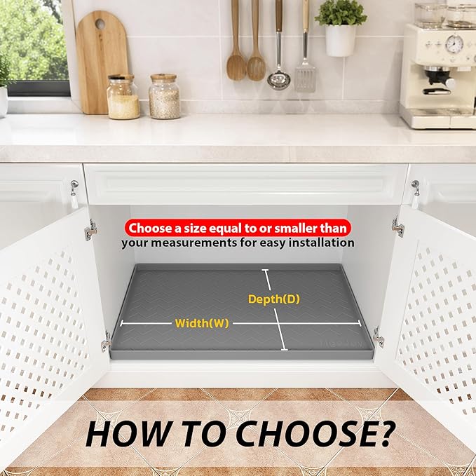 TigeJoy 37" x 19" Under Sink Mats for Kitchen Waterproof, Leak-Proof Silicone Mat Sink Protector and Cabinet Liner, Kitchen Essentials Organizer and Storage, Boot or Shoe Tray, Pet Feeding Mat