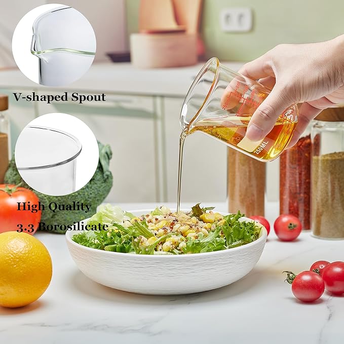 High Borosilicate Glass Measuring Cup Set-V-Shaped Spout,Includes 60ml(2OZ), 120ml(4OZ), 250ml(8OZ), 500ml(16OZ), and 1000ml (32OZ) for Kitchen or Restaurant, Easy to Read - Image 2