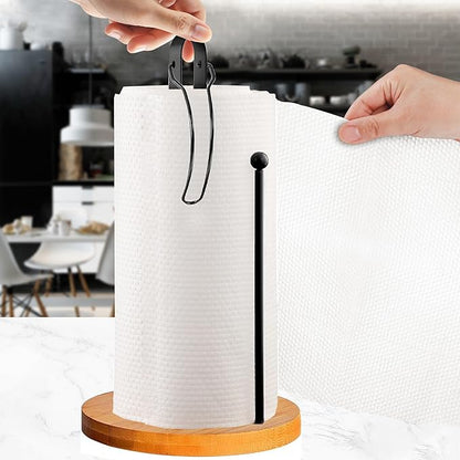 Wood Paper Towel Holder Countertop, TONLEA Kitchen Paper Towel Holder FreeStanding with Fixer for Kitchen and Bathroom Organization, Kitchen Roll Holder for Standard and Large Rolls - Image 7