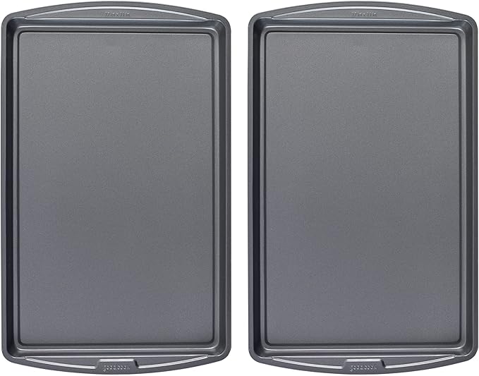GoodCook Everday Nonstick Carbon Steel 17 x 11-Inch Baking Sheet Set, 2 Pack – Medium Sized Cooking Pans, Bakeware Set, Cookie Sheets for Baking, Oven Pan Set by GoodCook