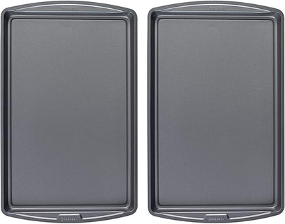 GoodCook Everday Nonstick Carbon Steel 17 x 11-Inch Baking Sheet Set, 2 Pack – Medium Sized Cooking Pans, Bakeware Set, Cookie Sheets for Baking, Oven Pan Set by GoodCook