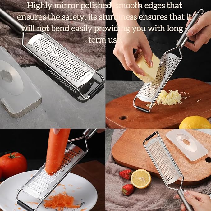 Stainless Steel 12 inch Cheese Grater, vegetable & Fruit grater Zester, Kitchen Tool Lemon Metal Zester with handle. - Image 3