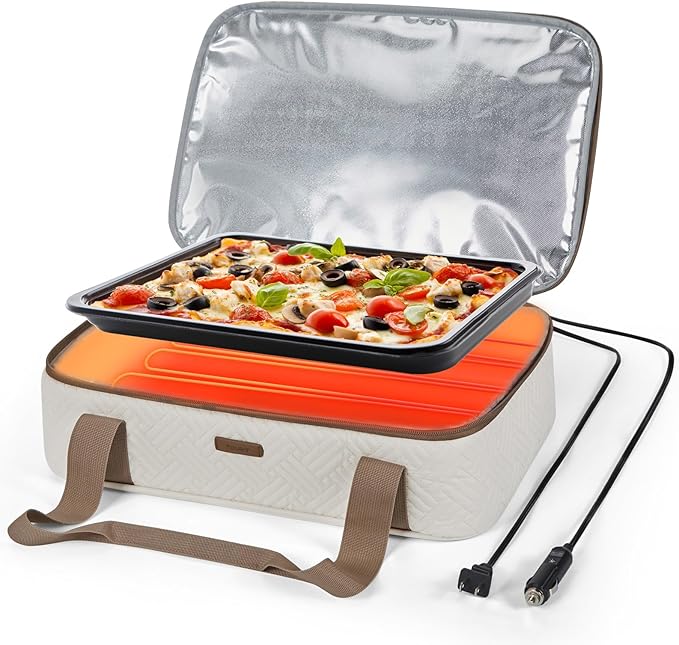 TOURIT Food Warmer Heated Casserole Carrier Electirc 12V 110V Portable Food Warmer Insulated Casserole Carrier for Fits 9" x 13" Baking Dish by TOURIT