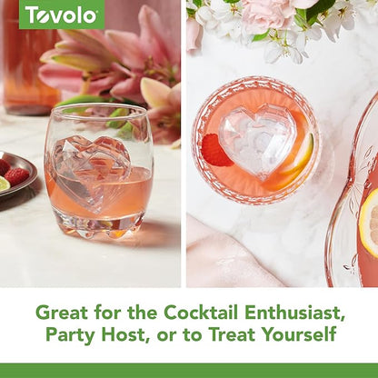 Tovolo Heart Shaped Ice Cubes Mold Pack of 2 Large Craft Ice Molds for Whiskey Bourbon Cocktails, Easy Fill No Leak Silicone Ice Molds Gift for Him Stackable Dishwasher Safe BPA Free Heart Ice - Image 4