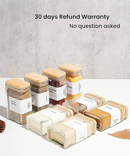 APT 1101 Glass Storage Jars with Bamboo Lid, glass canisters with airtight lids, Clear jars with lids for Spice, Cookie, Candy, Tea, Coffee Bean and Rice (White, Spice Jar Set (4 oz, set of 12)) - Image 7