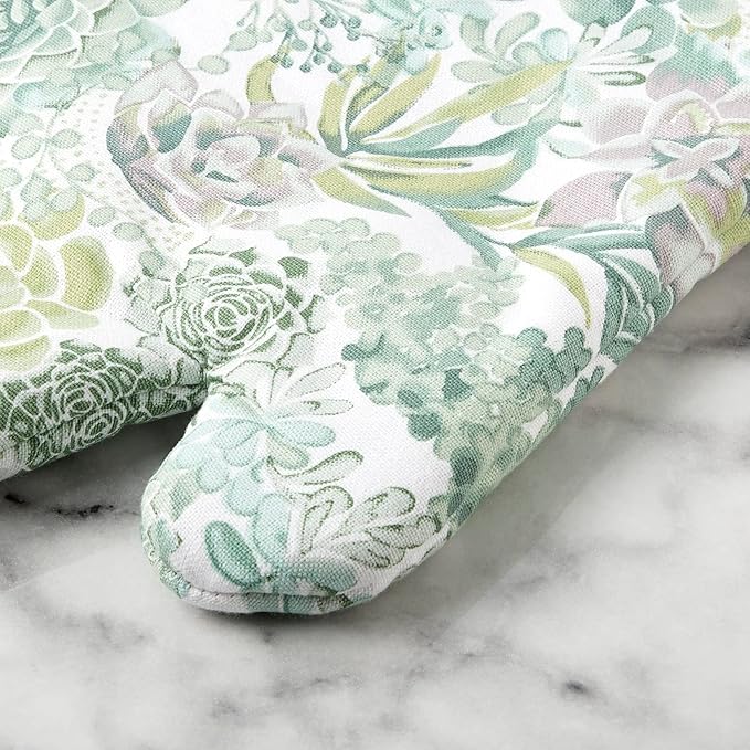 Martha Stewart Succulents Oven Mitt 2-Pack Set, Green, 7"x13" - Image 4
