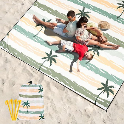 HIHOHO Beach Blanket Waterproof Sandproof Extra Large Beach Mat 79" X 83"/120"x108"for 1-8 Adults Quick Drying Durable Outdoor Picnic Mat for Beach Travel Camping Hiking
