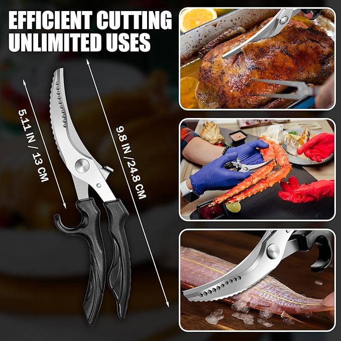 PURPLEBIRD Kitchen Scissors All Purpose - Stainless Poultry Shears Dishwasher Safe, Heavy Duty Kitchen Shears for Food, Cooking Scissor for Chicken, Fish, Turkey, Vegetable