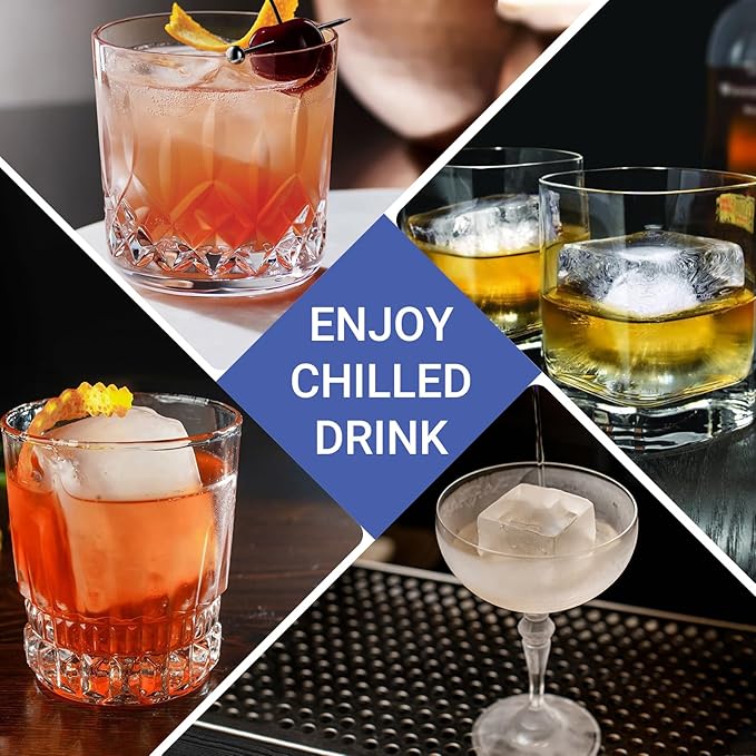 Large Ice Cube Trays for Whiskey: GGOW Big Silicone Ice Cube Trays 2Inch - Huge Square Ice Cubed Tray for Whisky and Cocktail - Image 6