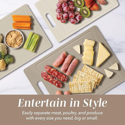 COOK WITH COLOR Non-Slip Cutting Board Set – Kitchen Essentials with Easy Grip Handle for Meat, Veggies, and Fruits, 4 Cutting Boards, Brown - Image 6