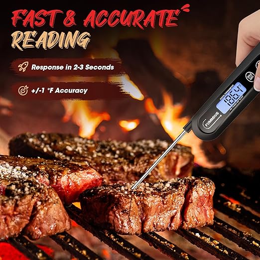 Meat Thermometer Digital, 3S Instant Read Food Thermometer for Cooking with Backlight & Magnet, Foldable Temperature Probe Kitchen Gadgets Essentials for BBQ Oven Grill Smoker Candy - Image 3
