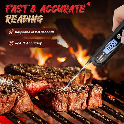 Meat Thermometer Digital, 3S Instant Read Food Thermometer for Cooking with Backlight & Magnet, Foldable Temperature Probe Kitchen Gadgets Essentials for BBQ Oven Grill Smoker Candy - Image 3
