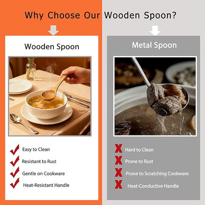 Ladle, Kaloo Teak Acacia Wooden Soup Ladle Spoons for Cooking, 10.6 inch, Gift Box Included - Image 5