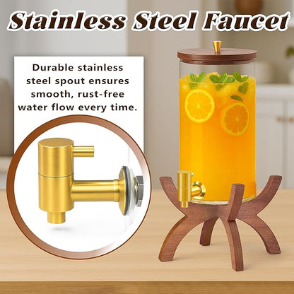 Glass Drink Dispenser,1.5 Gallon Beverage Dispenser with Stand,Lemonade Dispenser with Stainless Steel Faucet,Drink Dispensers for Parties, Bars and Home (Cross Stand) - Image 4