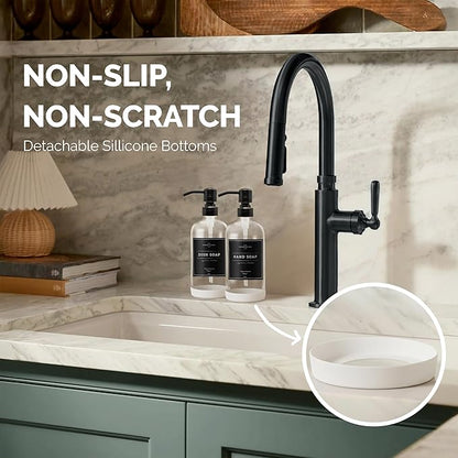 Vine Creations Clear Glass Soap Dispenser, 2 Pack Kitchen Soap Dispenser Set with Stainless Steel Pump, 16 oz Dish Soap and Hand Soap Dispensers for Bathroom with Waterproof Labels - Image 3