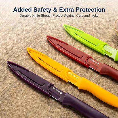 Gourmetop Paring Knife with Cover, Paring Knives Set of 4, 3.8" Paring Knife Set of Premium Stainless Steel, Small Kitchen Knife Set for Fruit and Vegetable, Ergonomic Knife Handles for Versatility - Image 4