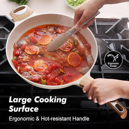 SENSARTE Ceramic Nonstick Frying Pan Skillet with Hot-resistant Handle 12.5Inch Large Non-toxic Healthy Kitchen Cooking Chef's Pan, Free of Intentionally Added PFOA/PFAS/PTFE, Induction Compatible - Image 4