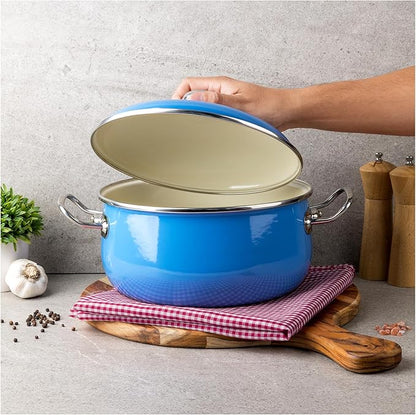 VITA 6-Quart Dutch Oven (Blue) with Lid for All Stove Tops (Enamel on Steel) Dishwasher & Oven Safe up to 500 ℉ - Quick & Even Heat Distribution - Enameled Interior is Non-Reactive & Easy to Clean - Image 9