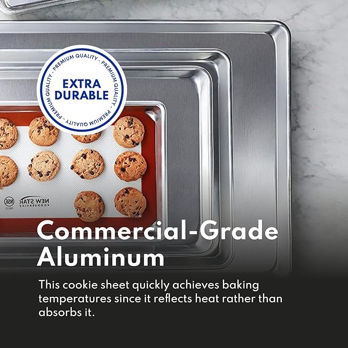 New Star Foodservice Commercial-Grade 18-Gauge Aluminum Sheet Pan/Bun Pan (18 L x26 W x1 H (Full Size) XL Size Measure Oven) - Image 5
